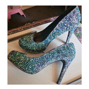 Gorgeous Green/Blue Rhinestone Heels